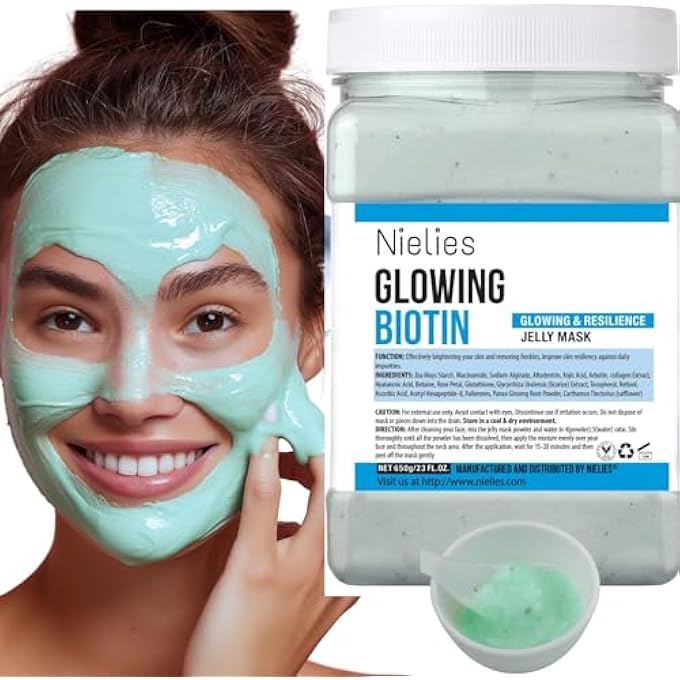 Nielies GLOWING BIOTIN PEEL-OFF JELLY MASK SET, JELLY MASK FOR FACIALS, FACE MASK FOR INSTANT HYDRATION, VEGAN PEEL OFF FACE MASK, FACIAL SKIN CARE PRODUCT PEEL OFF FOR MOISTURIZING, GLOWING - Image 1